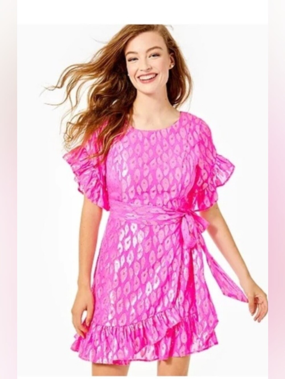 Lilly Pulitzer 16 Darlah Silk Faux Wrap Dress